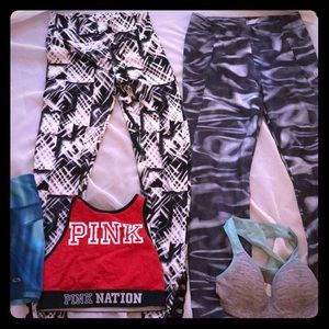 Sports bras and workout gear.